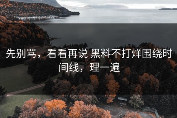 先别骂，看看再说 黑料不打烊围绕时间线，理一遍