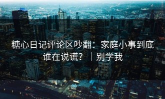 糖心日记评论区吵翻：家庭小事到底谁在说谎？｜别学我