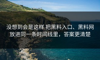 没想到会是这样 把黑料入口、黑料网放进同一条时间线里，答案更清楚