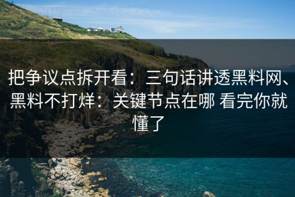把争议点拆开看：三句话讲透黑料网、黑料不打烊：关键节点在哪 看完你就懂了