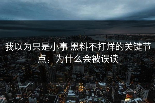 我以为只是小事 黑料不打烊的关键节点，为什么会被误读