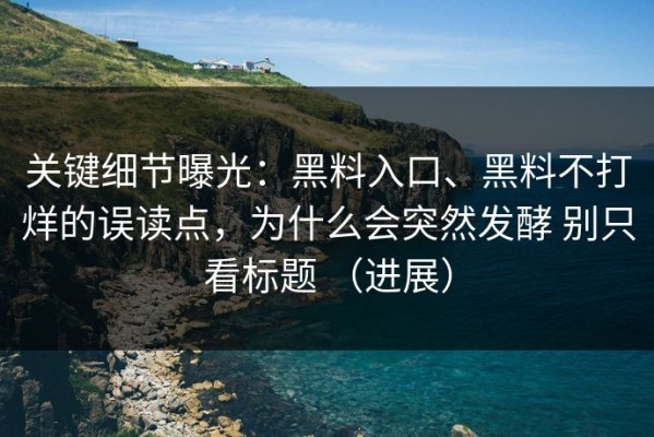关键细节曝光：黑料入口、黑料不打烊的误读点，为什么会突然发酵 别只看标题 （进展）