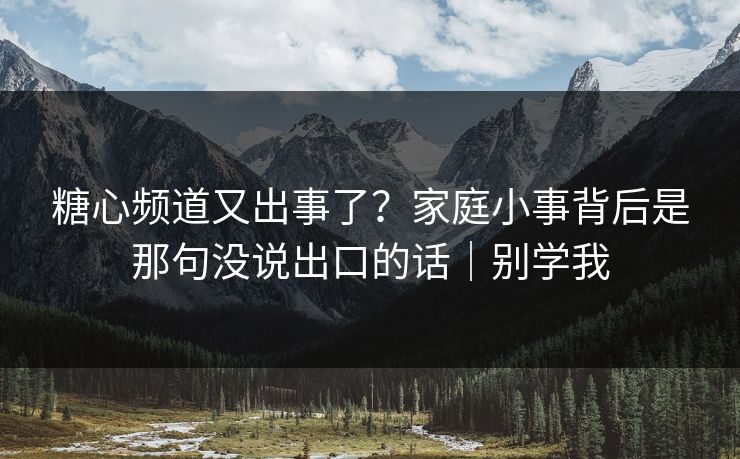 糖心频道又出事了？家庭小事背后是那句没说出口的话｜别学我