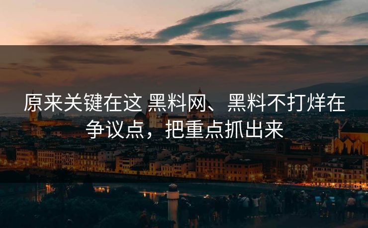 原来关键在这 黑料网、黑料不打烊在争议点，把重点抓出来