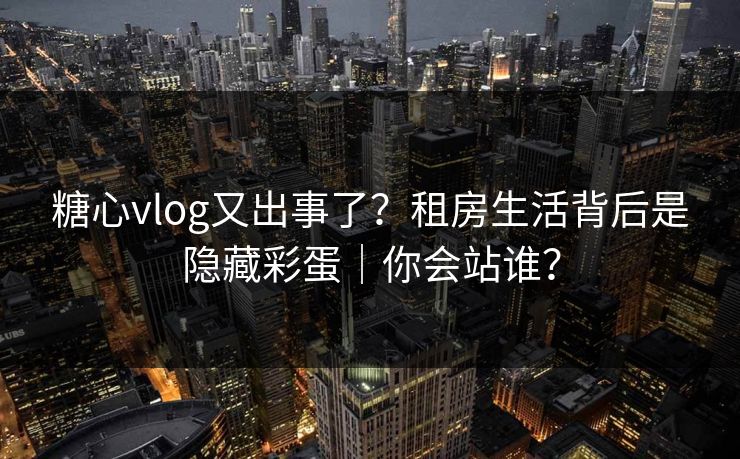 糖心vlog又出事了？租房生活背后是隐藏彩蛋｜你会站谁？