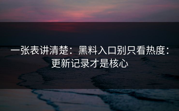 一张表讲清楚：黑料入口别只看热度：更新记录才是核心