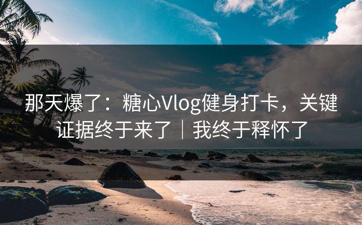 那天爆了：糖心Vlog健身打卡，关键证据终于来了｜我终于释怀了