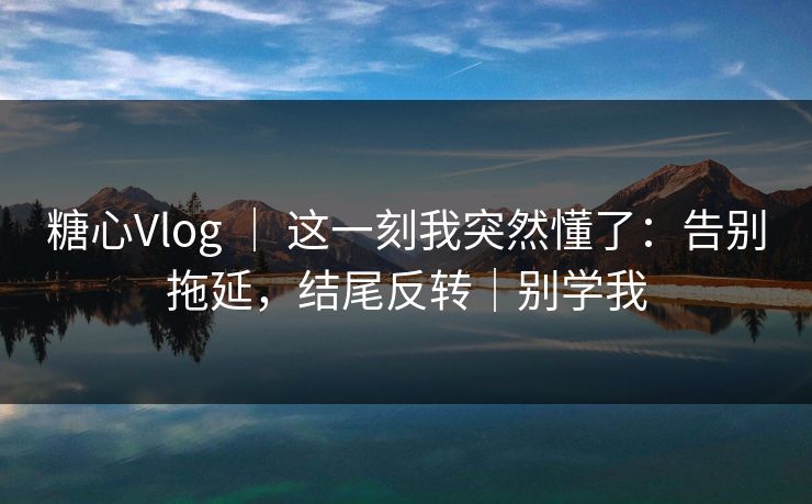 糖心Vlog ｜ 这一刻我突然懂了：告别拖延，结尾反转｜别学我