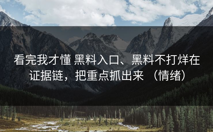 看完我才懂 黑料入口、黑料不打烊在证据链，把重点抓出来 （情绪）